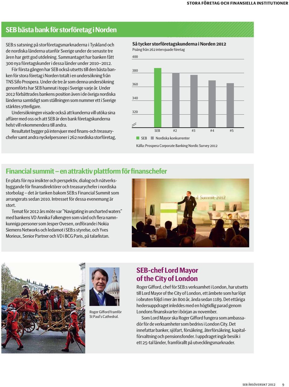 För första gången har SEB också utsetts till den bästa banken för stora företag i Norden totalt i en undersökning från TNS Sifo Prospera.