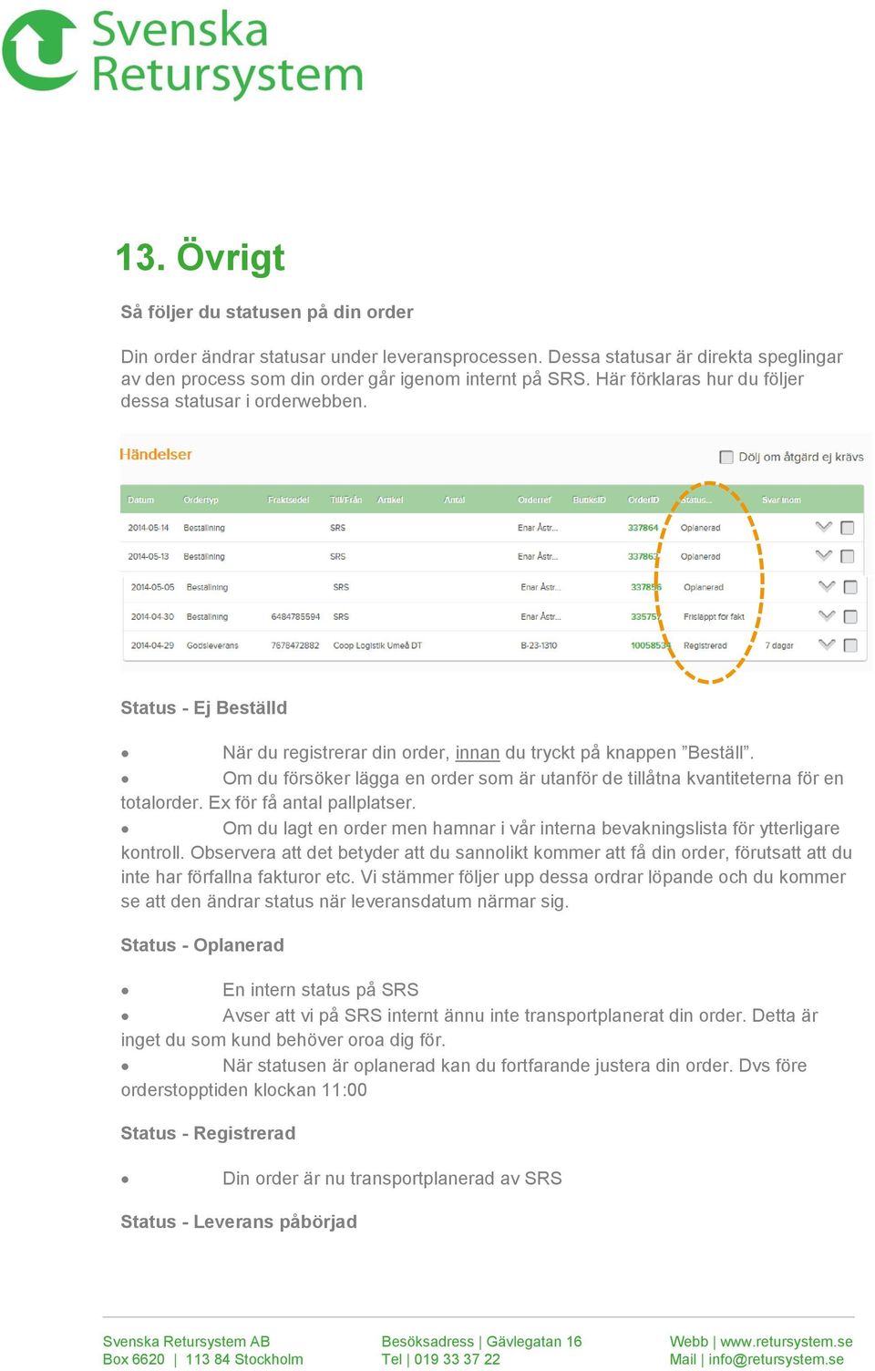 Om du försöker lägga en order som är utanför de tillåtna kvantiteterna för en totalorder. Ex för få antal pallplatser.