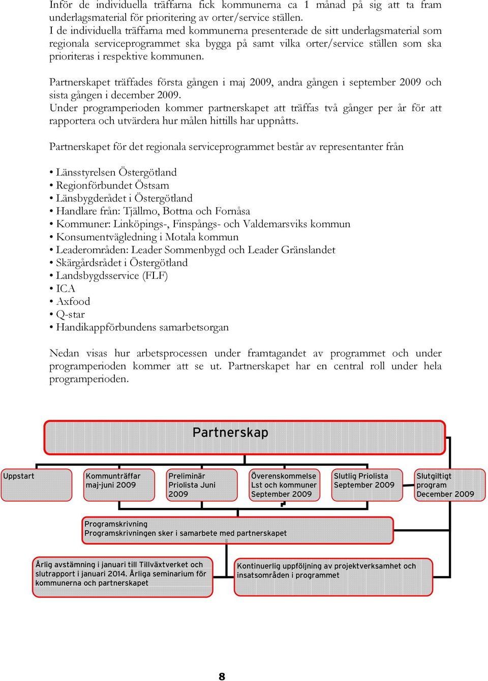 kommunen. Partnerskapet träffades första gången i maj 2009, andra gången i september 2009 och sista gången i december 2009.