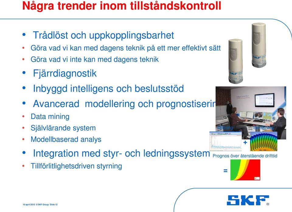 modellering och prognostisering Data mining Självlärande system Modellbaserad analys Integration med styr- och