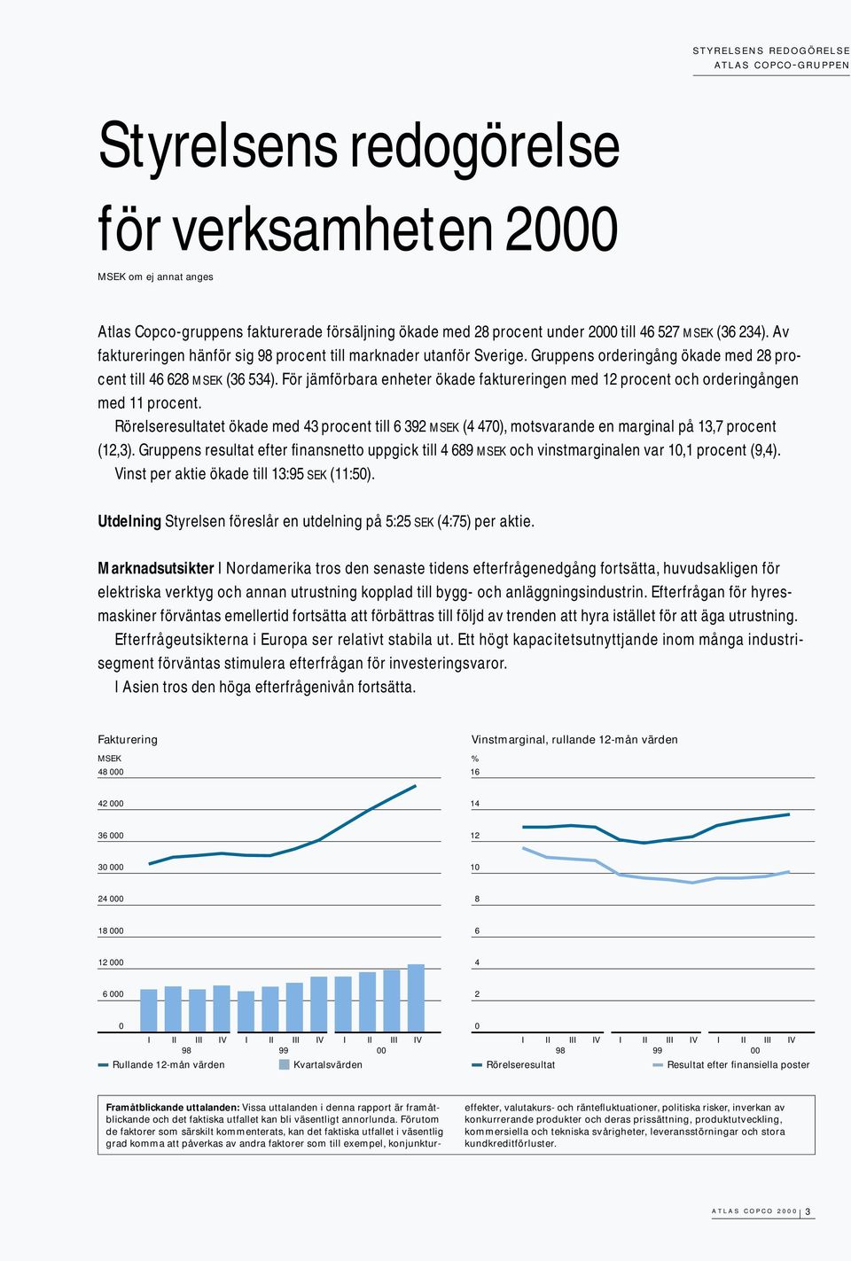 För jämförbara enheter ökade faktureringen med 12 procent och orderingången med 11 procent.