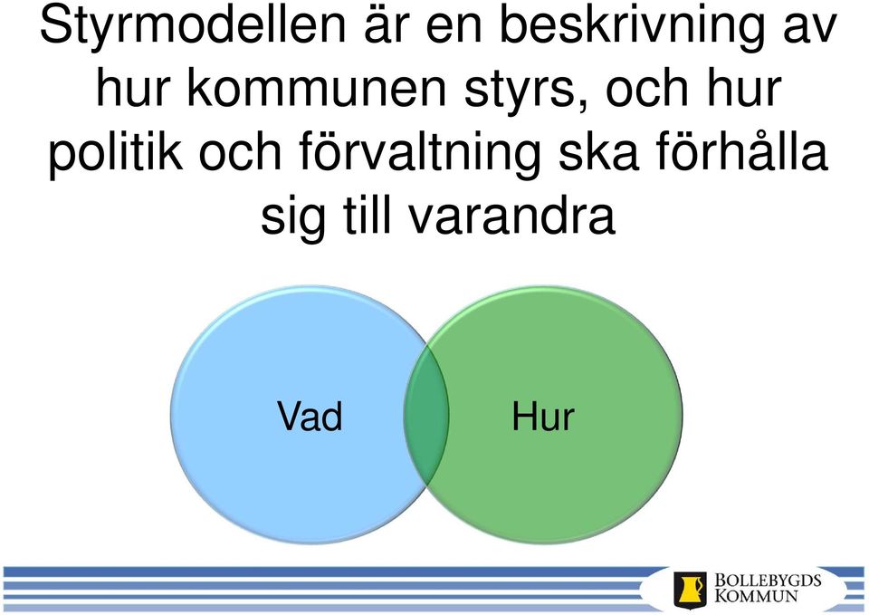 politik och förvaltning ska