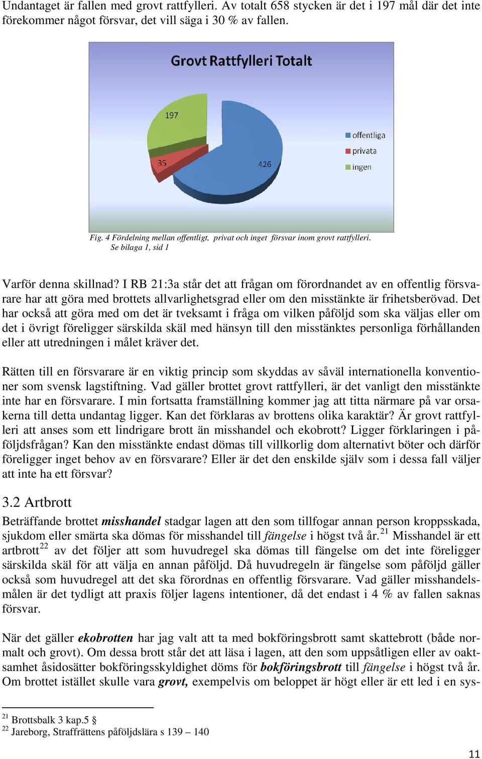 I RB 21:3a står det att frågan om förordnandet av en offentlig försvarare har att göra med brottets allvarlighetsgrad eller om den misstänkte är frihetsberövad.