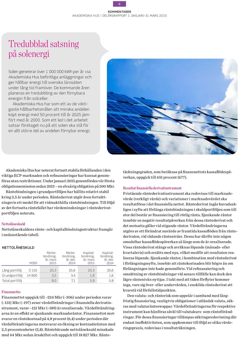 Akademiska Hus har som ett av de viktigaste hållbarhetsmålen att minska andelen köpt energi med 5 procent till år 225 jämfört med år 2.