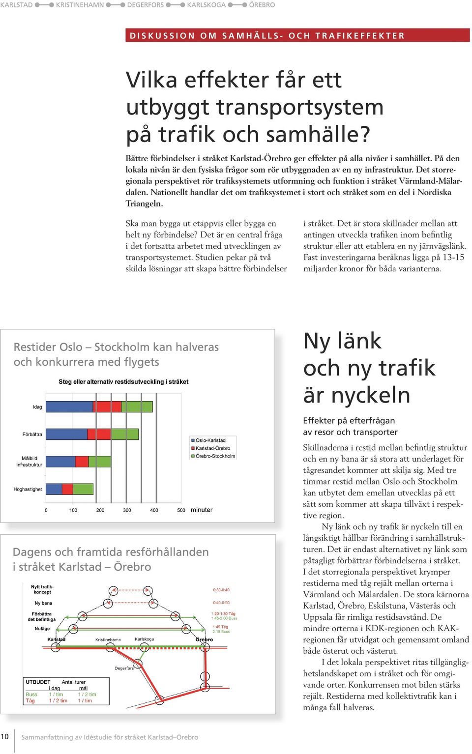 Nationellt handlar det om trafiksystemet i stort och stråket som en del i Nordiska Triangeln. Ska man bygga ut etappvis eller bygga en helt ny förbindelse?