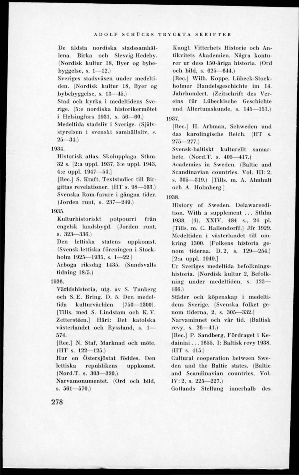 (Självstyrelsen i svenskt samhällsliv, t. 25 34.) 1934. Historisk atlas. Skolupplaga. Stam. 32 s. [2:a uppl. 1937, 3:e uppl. 1943, 4:e uppl. 1947 54.] [Rec] S.