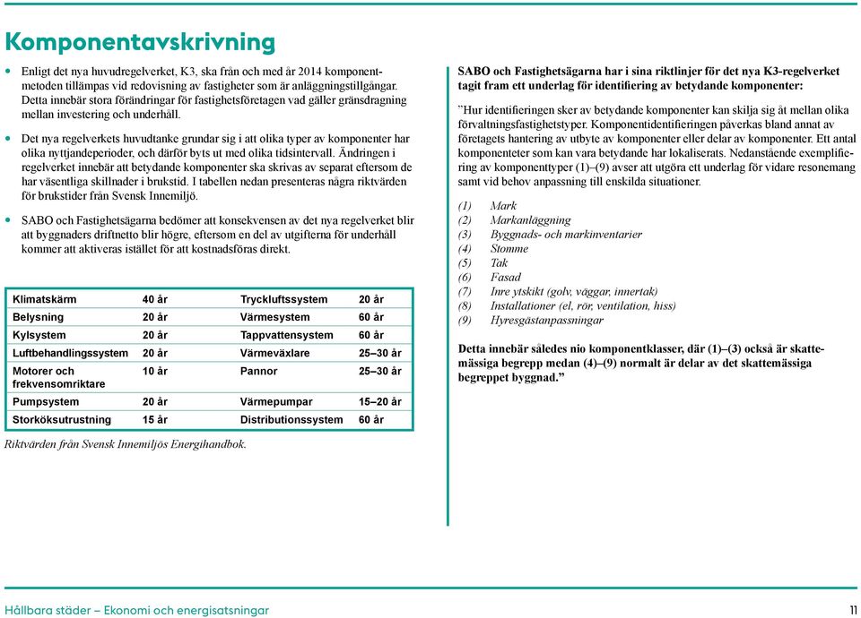 Det nya regelverkets huvudtanke grundar sig i att olika typer av komponenter har olika nyttjandeperioder, och därför byts ut med olika tidsintervall.