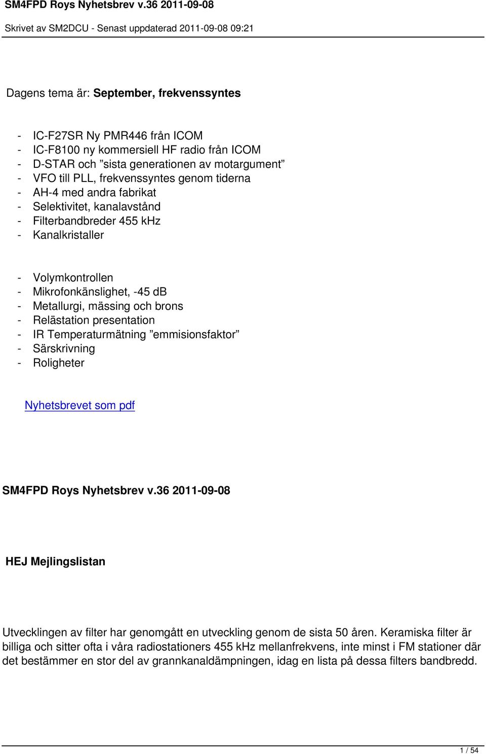 Relästation presentation - IR Temperaturmätning emmisionsfaktor - Särskrivning - Roligheter Nyhetsbrevet som pdf SM4FPD Roys Nyhetsbrev v.