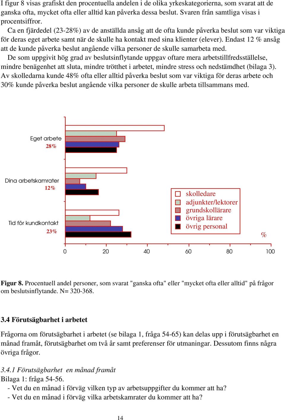 påverka beslut angående vilka personer de skulle samarbeta med De som uppgivit hög grad av beslutsinflytande uppgav oftare mera arbetstillfredsställelse, mindre benägenhet att sluta, mindre trötthet