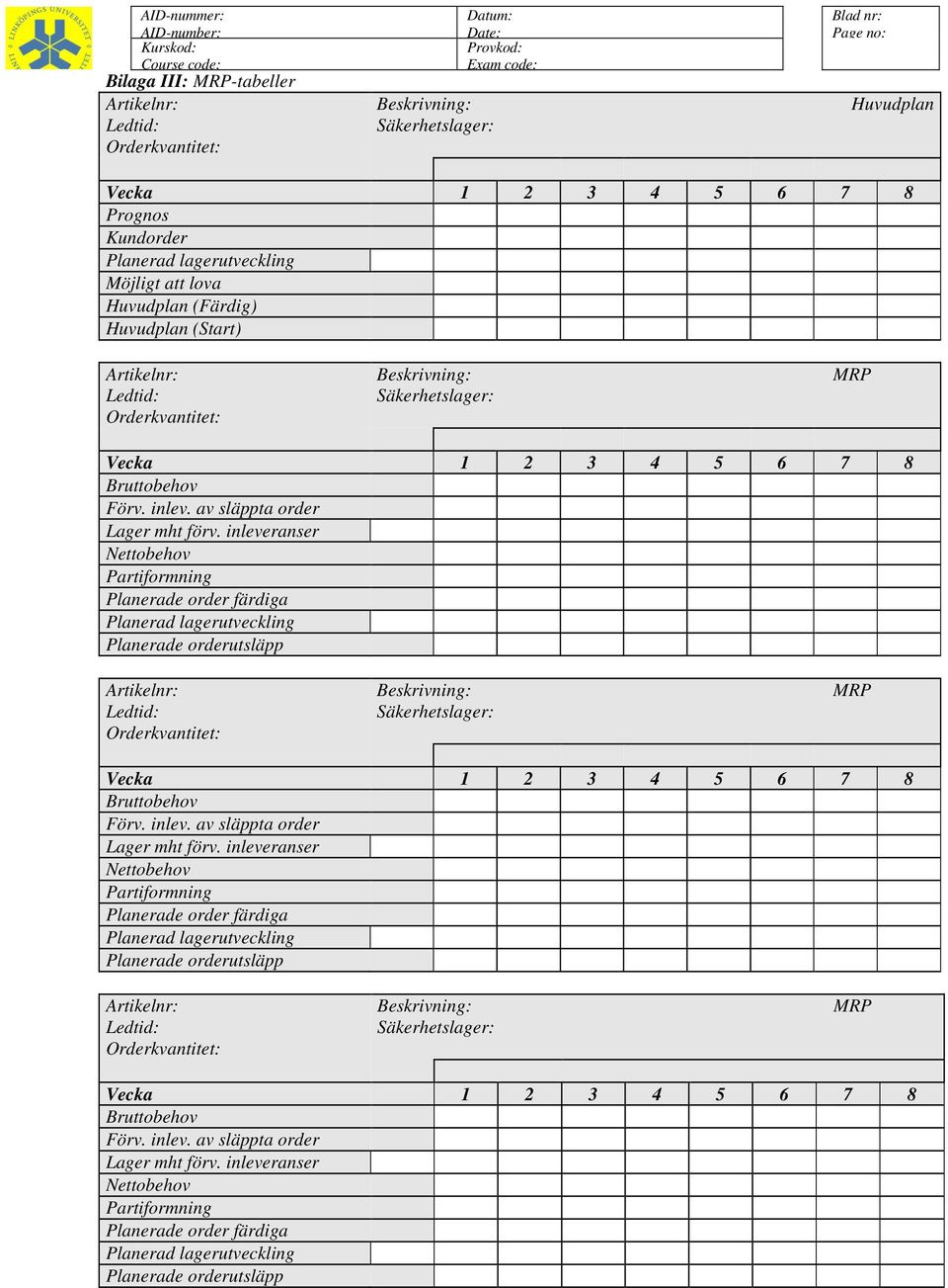 inlev. av släppa order Lager mh förv.