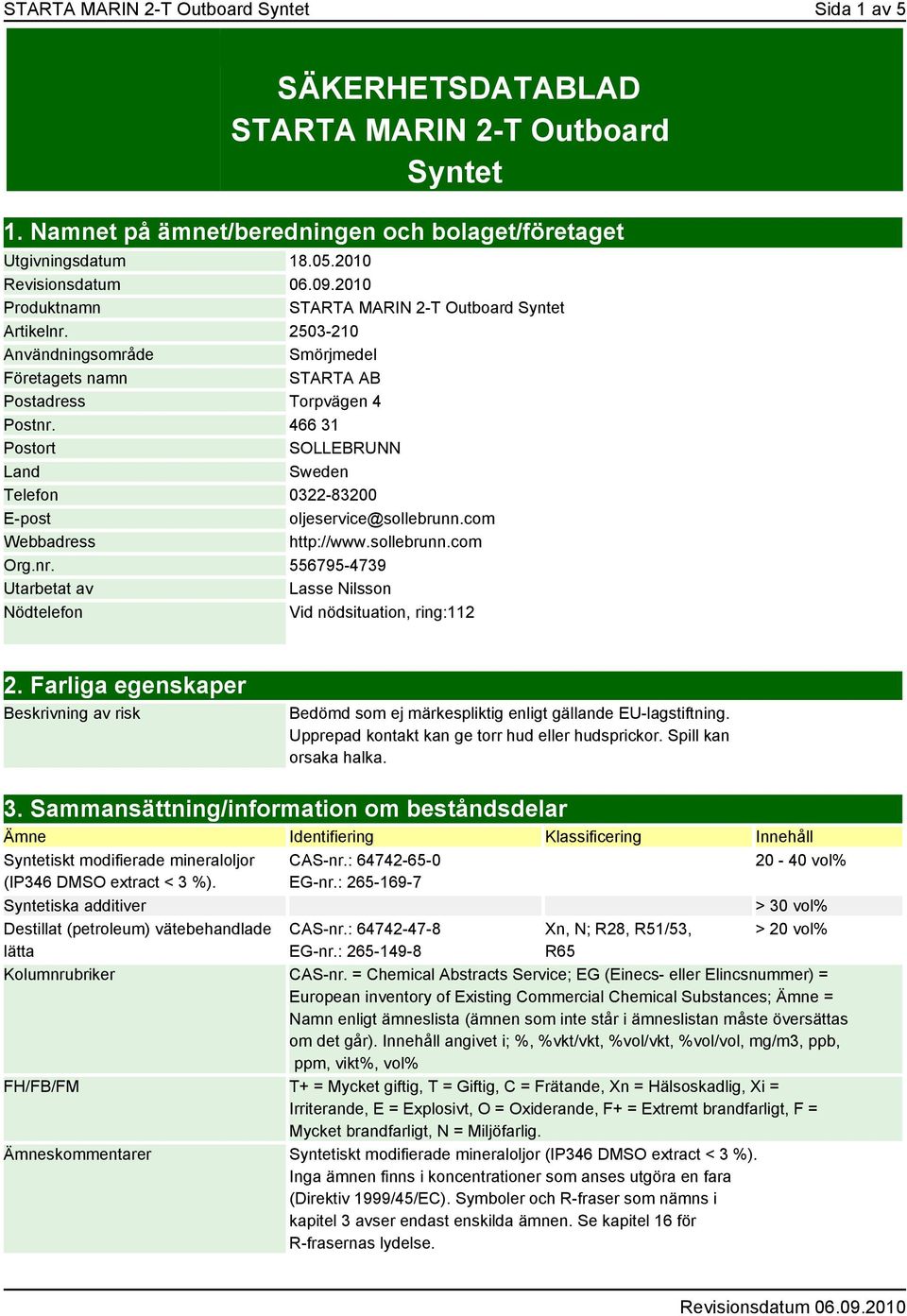 466 31 Postort SOLLEBRUNN Land Sweden Telefon 0322-83200 E-post oljeservice@sollebrunn.com Webbadress http://www.sollebrunn.com Org.nr.