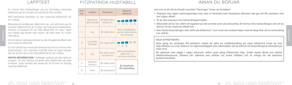 Använd (+)-knappen för att höja effektnivån ett steg i taget och arbeta dig framåt med staven på olika delar av huden varje gång.