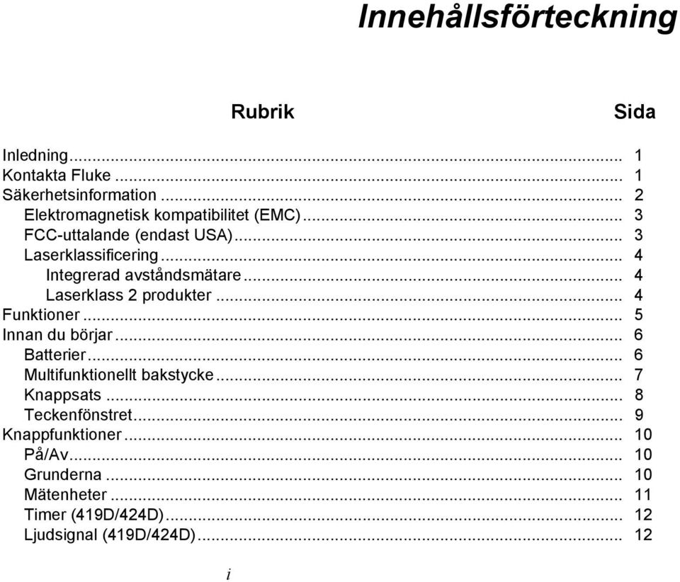 .. 4 Integrerad avståndsmätare... 4 Laserklass 2 produkter... 4 Funktioner... 5 Innan du börjar... 6 Batterier.