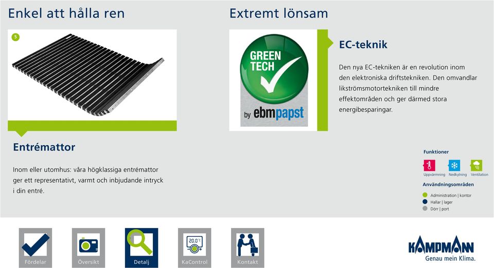 Den omvandlar likströmsmotortekniken till mindre effektområden och ger därmed stora energibesparingar.