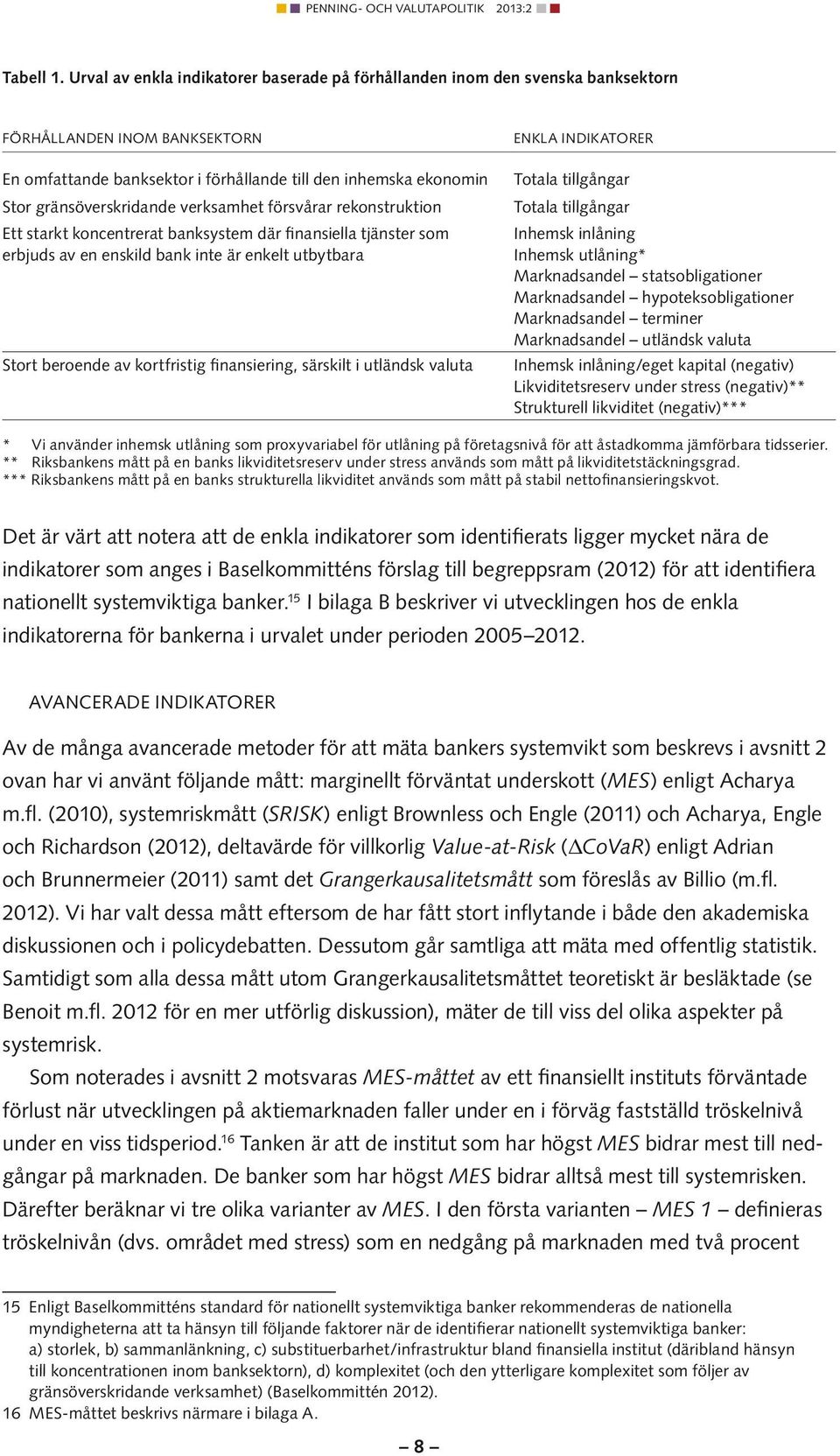 verksamhet försvårar rekonstrukton Ett starkt koncentrerat banksystem där fnansella tjänster som erbjuds av en enskld bank nte är enkelt utbytbara Stort beroende av kortfrstg fnanserng, särsklt