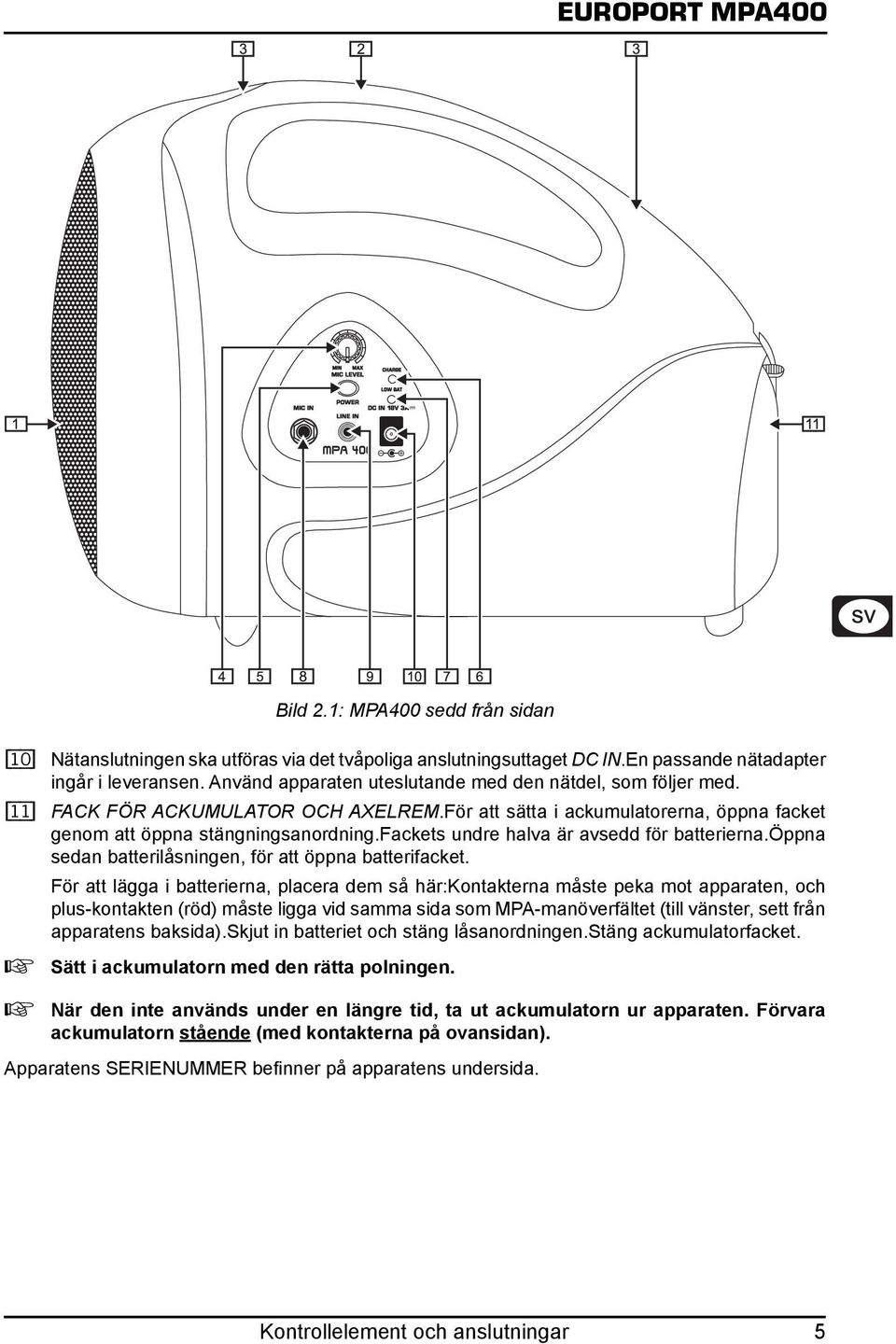 fackets undre halva är avsedd för batterierna.öppna sedan batterilåsningen, för att öppna batterifacket.