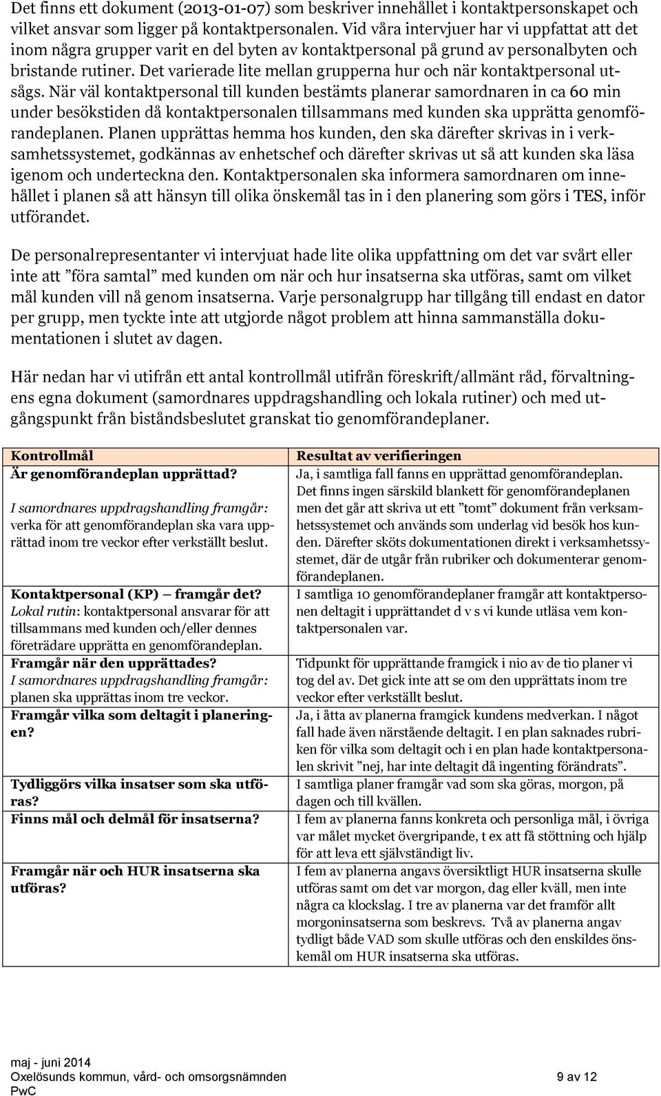 Det varierade lite mellan grupperna hur och när kontaktpersonal utsågs.