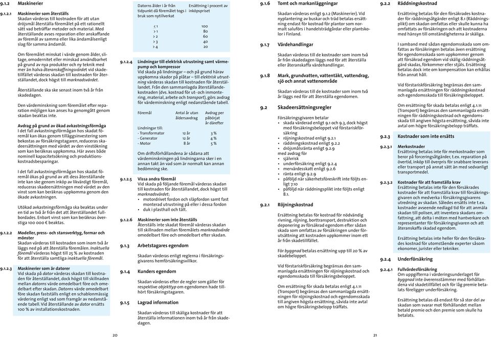 Om föremålet minskat i värde genom ålder, slitage, omodernitet eller minskad användbarhet på grund av nya produkter och ny teknik med mer än halva åte ranskaffningsvärdet vid skadetillfället värderas