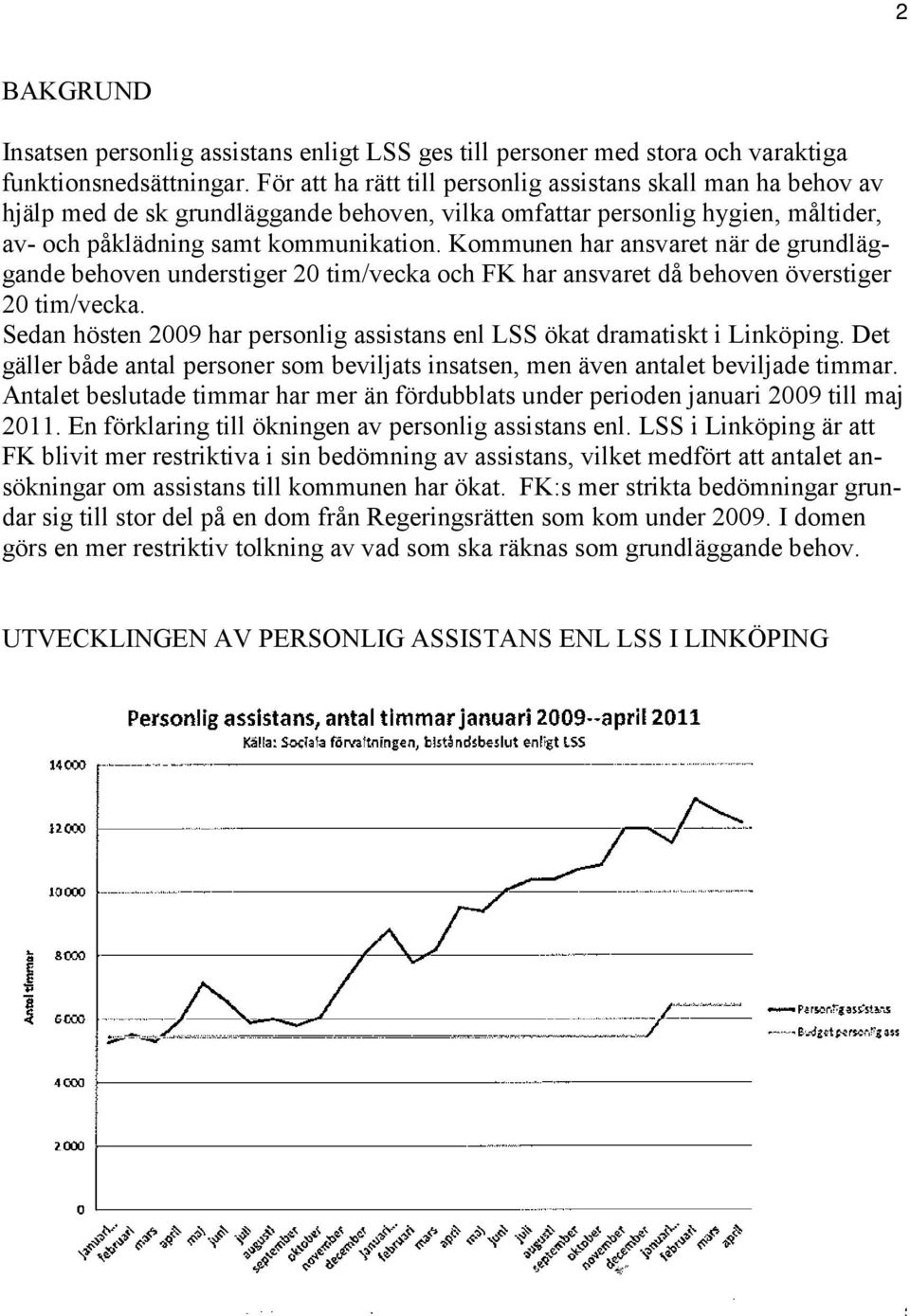 Kommunen har ansvaret när de grundläggande behoven understiger 20 tim/vecka och FK har ansvaret då behoven överstiger 20 tim/vecka.