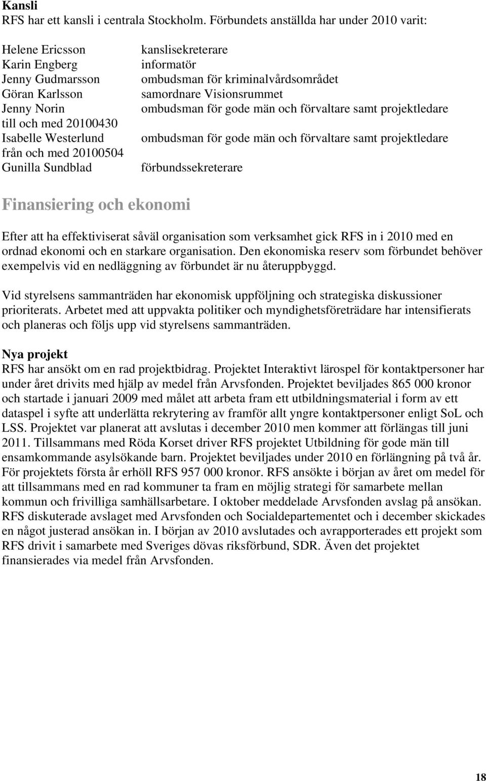 kanslisekreterare informatör ombudsman för kriminalvårdsområdet samordnare Visionsrummet ombudsman för gode män och förvaltare samt projektledare ombudsman för gode män och förvaltare samt