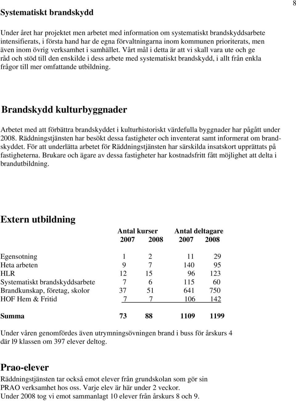 Vårt mål i detta är att vi skall vara ute och ge råd och stöd till den enskilde i dess arbete med systematiskt brandskydd, i allt från enkla frågor till mer omfattande utbildning.