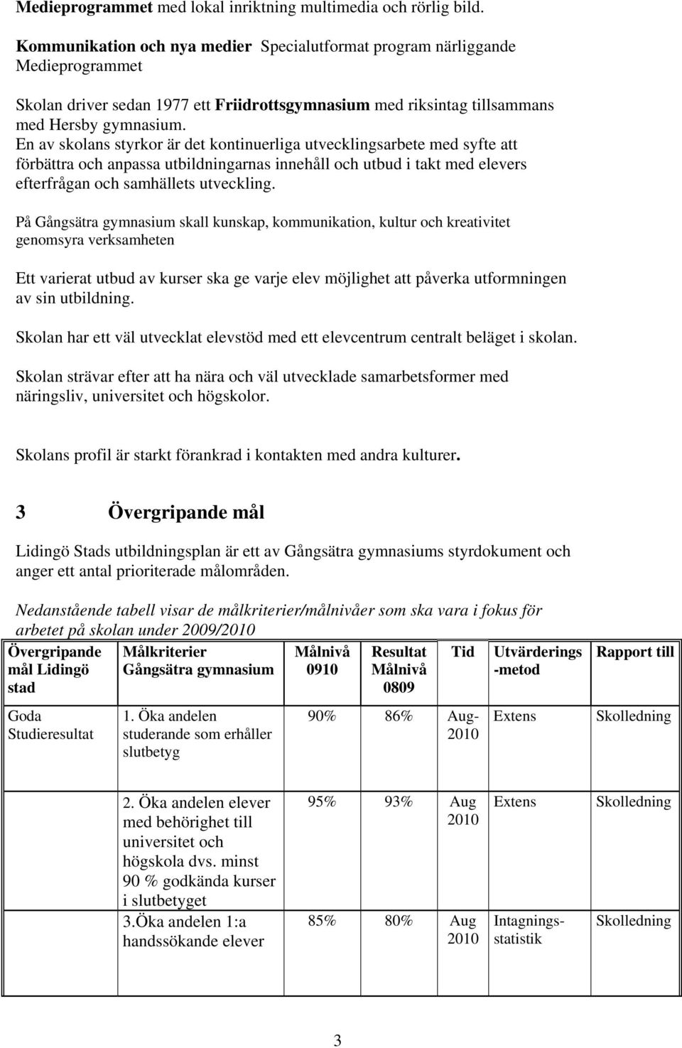 En av skolans styrkor är det kontinuerliga utvecklingsarbete med syfte att förbättra och anpassa utbildningarnas innehåll och utbud i takt med elevers efterfrågan och samhällets utveckling.