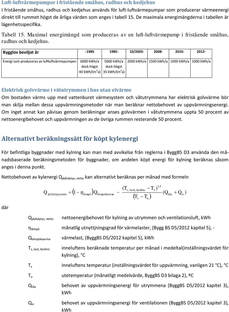 Maximal energimängd som produceras av en luft-luftvärmepump i fristående småhus, radhus och kedjehus.