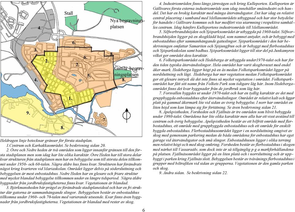 Övre Heden har till stora delar kvar strukturen från stadsplanen men har en bebyggelse som till största delen tillkommit under 1950- och 60-talen. Några äldre hus finns kvar.