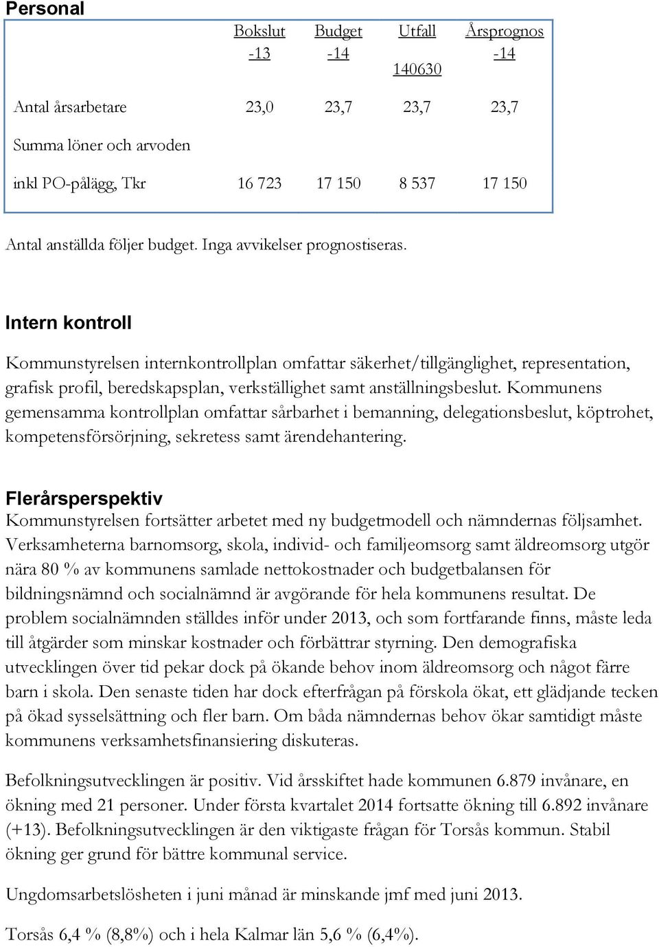 Intern kontroll Kommunstyrelsen internkontrollplan omfattar säkerhet/tillgänglighet, representation, grafisk profil, beredskapsplan, verkställighet samt anställningsbeslut.