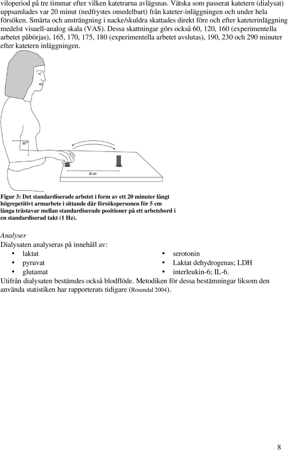 Dessa skattningar görs också 60, 120, 160 (experimentella arbetet påbörjas), 165, 170, 175, 180 (experimentella arbetet avslutas), 190, 230 och 290 minuter efter katetern inläggningen.