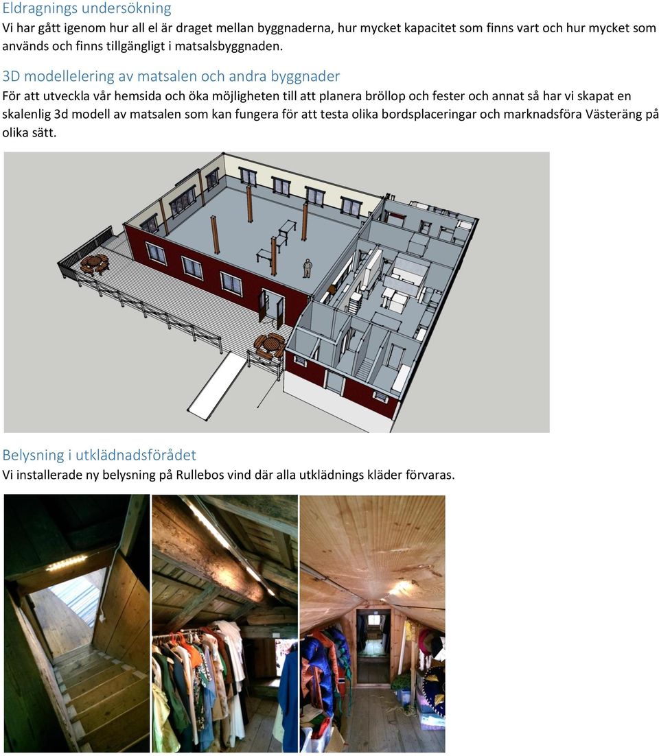 3D modellelering av matsalen och andra byggnader För att utveckla vår hemsida och öka möjligheten till att planera bröllop och fester och annat så