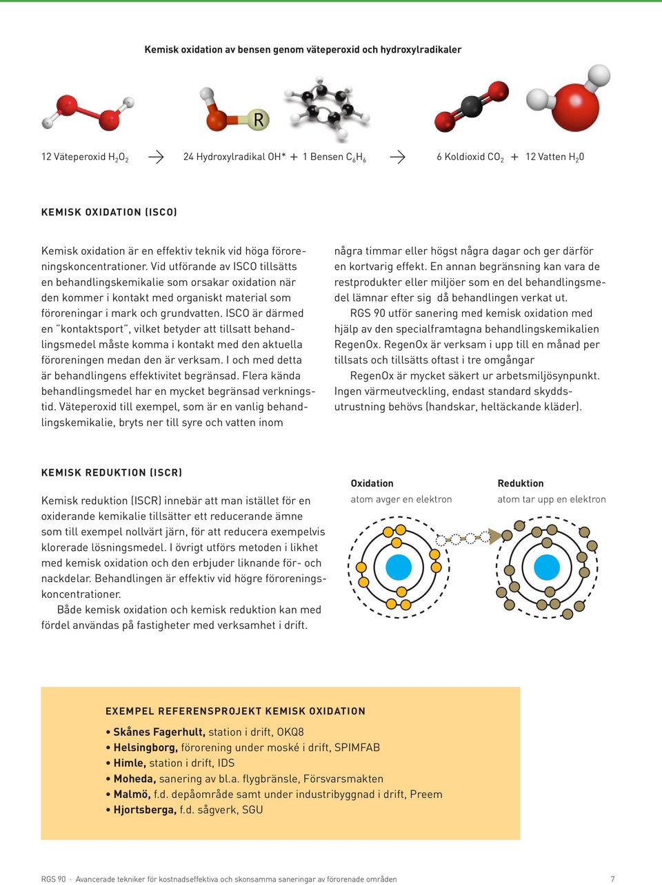 Vid utförande av ISCO tillsätts en behandlingskemikalie som orsakar oxidation när den kommer i kontakt med organiskt material som föroreningar i mark och grundvatten.