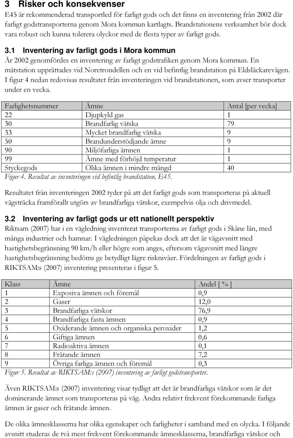 1 Inventering av farligt gods i Mora kommun År 2002 genomfördes en inventering av farligt godstrafiken genom Mora kommun.