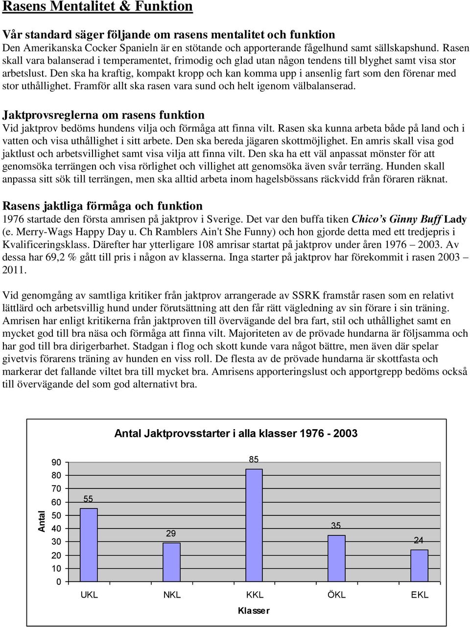 Den ska ha kraftig, kompakt kropp och kan komma upp i ansenlig fart som den förenar med stor uthållighet. Framför allt ska rasen vara sund och helt igenom välbalanserad.