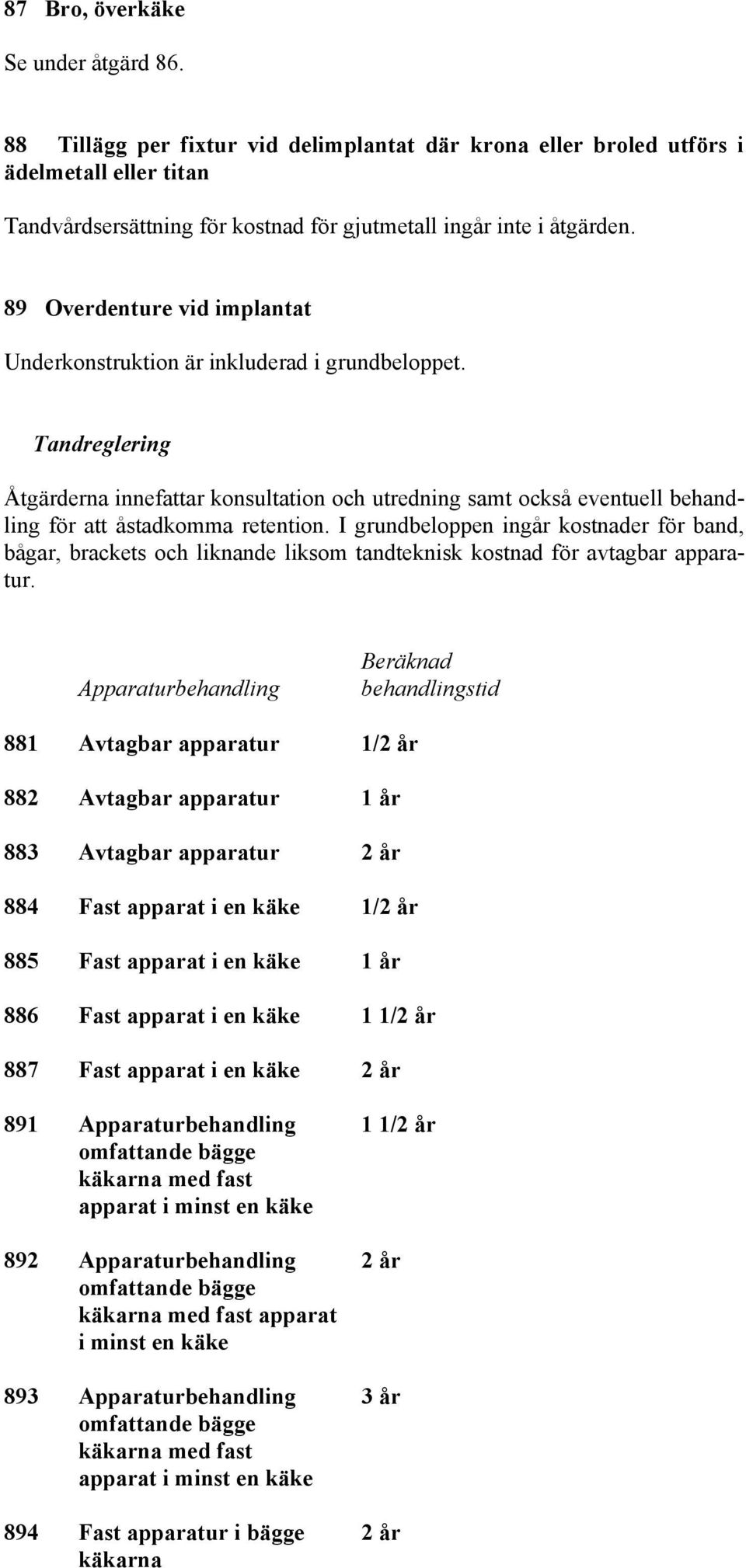 Tandreglering Åtgärderna innefattar konsultation och utredning samt också eventuell behandling för att åstadkomma retention.