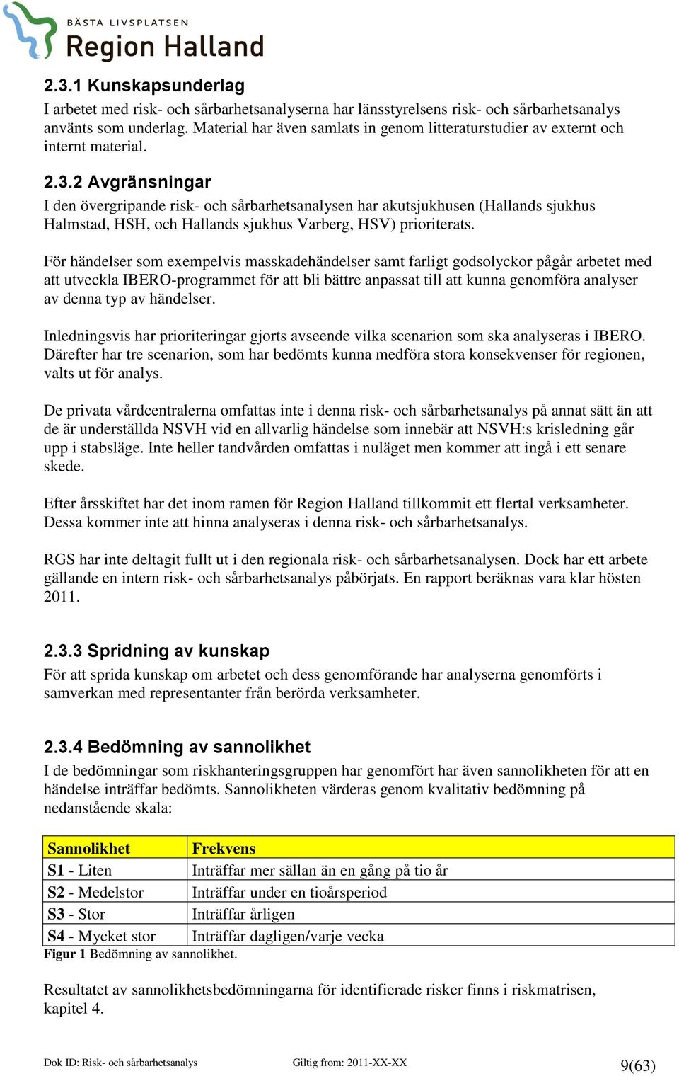 2 Avgränsningar I den övergripande risk- och sårbarhetsanalysen har akutsjukhusen (Hallands sjukhus Halmstad, HSH, och Hallands sjukhus Varberg, HSV) prioriterats.