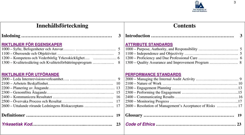 .. 5 1200 Proficiency and Due Professional Care. 6 1300 Quality Assurance and Improvement Program. 8 RIKTLINJER FÖR UTFÖRANDE 2000 Leda Internrevisionsverksamhet..... 9 2100 Arbetets Beskaffenhet.