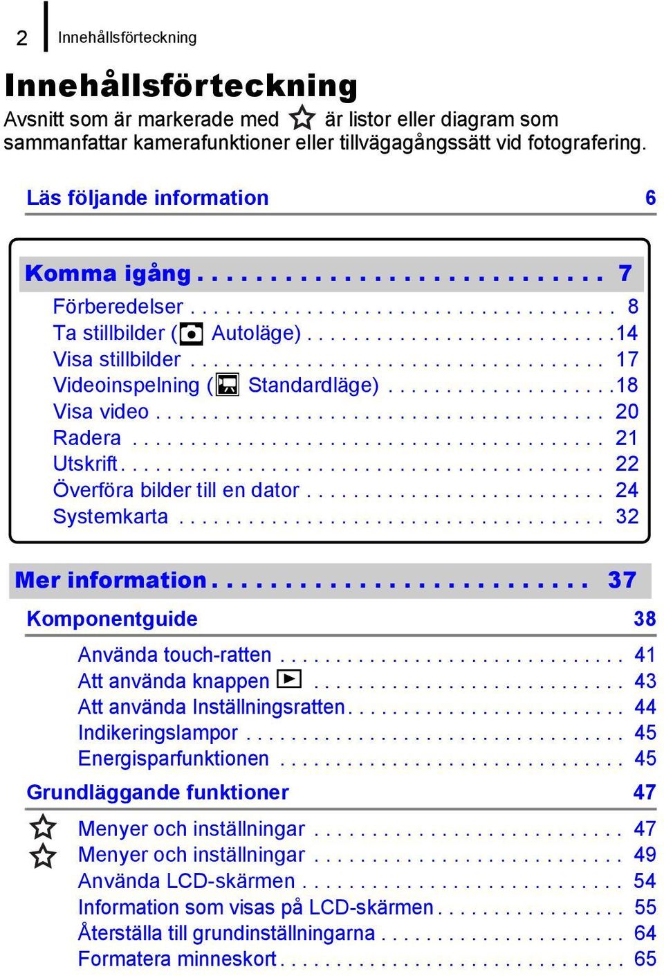 ................................... 17 Videoinspelning ( Standardläge)....................18 Visa video....................................... 20 Radera......................................... 21 Utskrift.