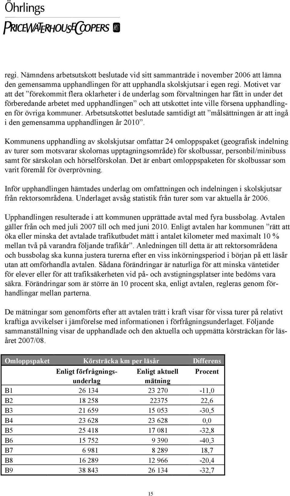 övriga kommuner. Arbetsutskottet beslutade samtidigt att målsättningen är att ingå i den gemensamma upphandlingen år 2010.