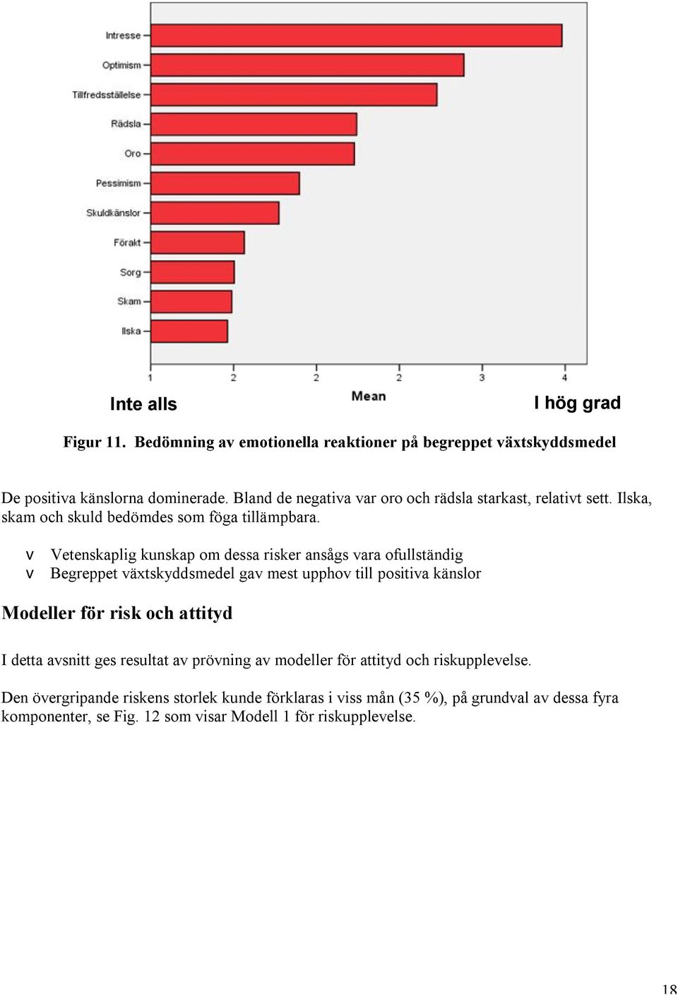 v Vetenskaplig kunskap om dessa risker ansågs vara ofullständig v Begreppet växtskyddsmedel gav mest upphov till positiva känslor Modeller för risk och attityd I