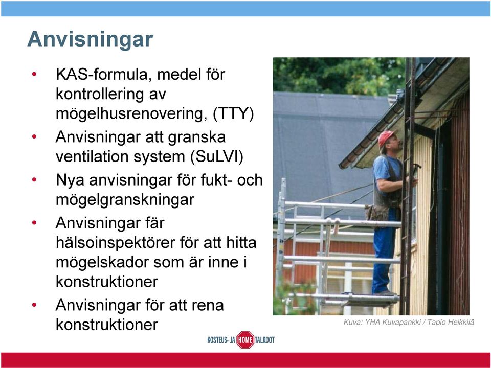 mögelgranskningar Anvisningar fär hälsoinspektörer för att hitta mögelskador som är