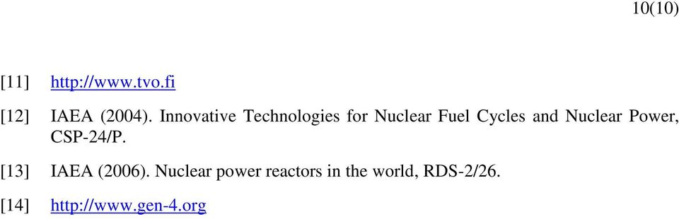 Nuclear Power, CSP-24/P. [13] IAEA (2006).