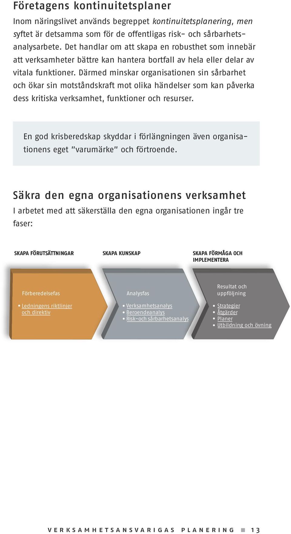 Därmed minskar organisationen sin sårbarhet och ökar sin motståndskraft mot olika händelser som kan påverka dess kritiska verksamhet, funktioner och resurser.