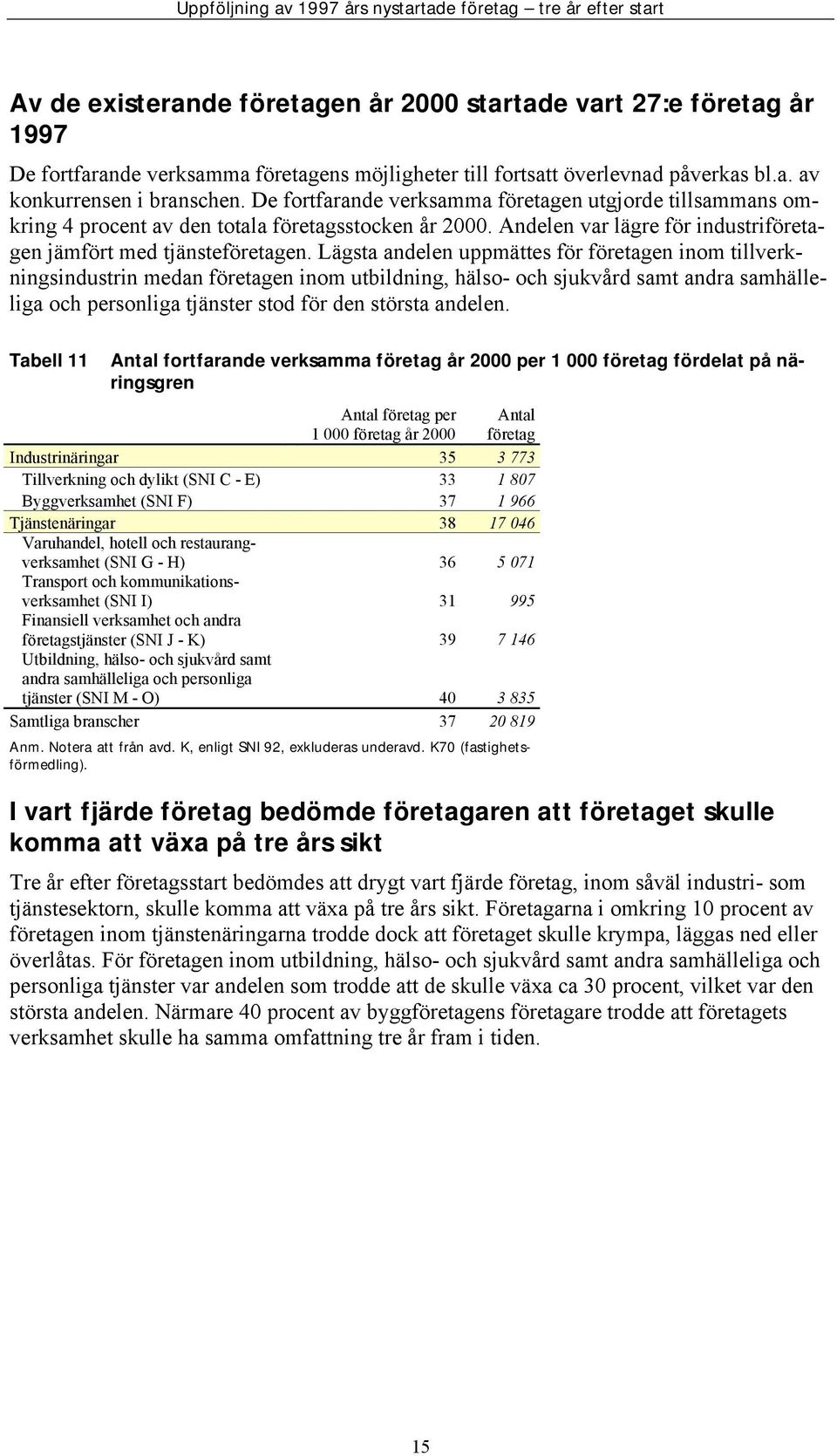 Lägsta andelen uppmättes för en inom tillverkningsindustrin medan en inom utbildning, hälso- och sjukvård samt andra samhälleliga och personliga tjänster stod för den största andelen.