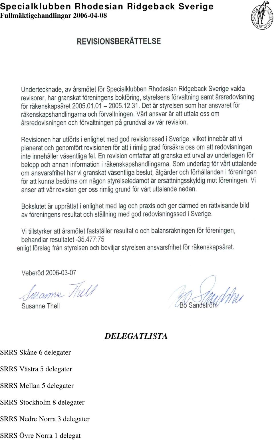 delegater SRRS Stockholm 8 delegater SRRS
