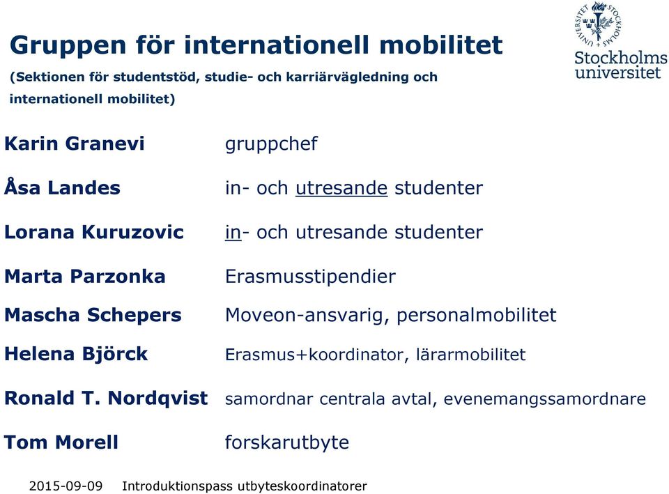 och utresande studenter in- och utresande studenter Erasmusstipendier Moveon-ansvarig, personalmobilitet