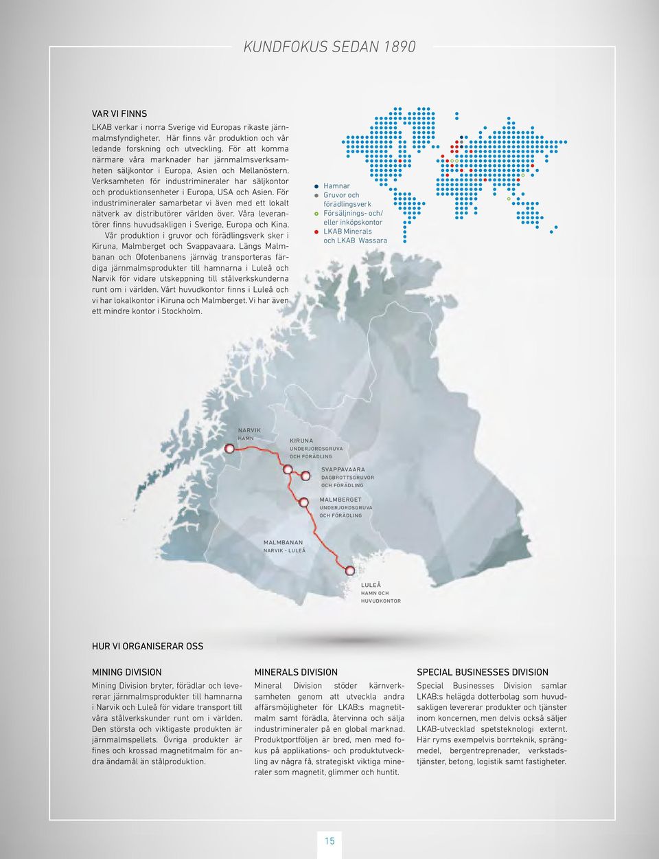 Verksamheten för industrimineraler har säljkontor och produktionsenheter i Europa, USA och Asien. För industrimineraler samarbetar vi även med ett lokalt nätverk av distributörer världen över.