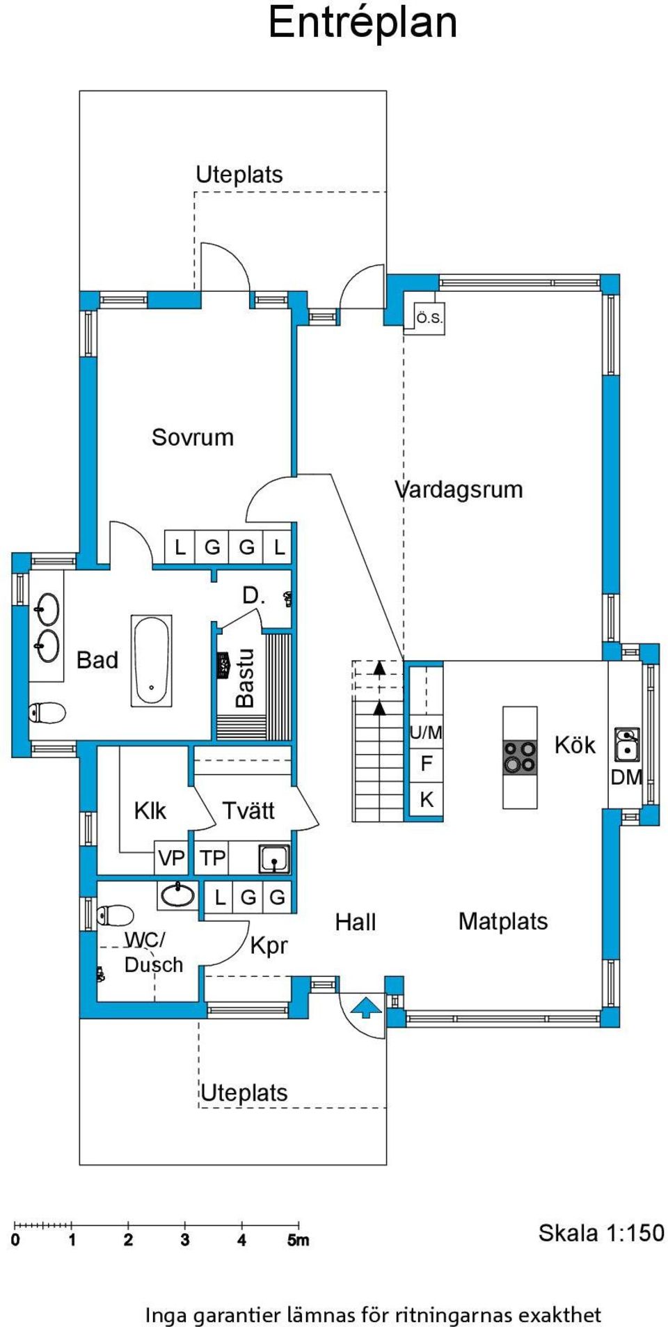 Bad Bastu Klk Tvätt U/M F K Kök DM VP TP WC/