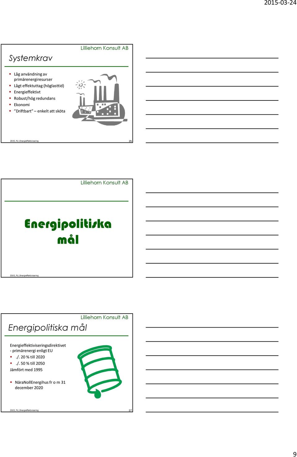 Energipolitiska mål Energipolitiska mål Energieffektiviseringsdirektivet - primärenergi