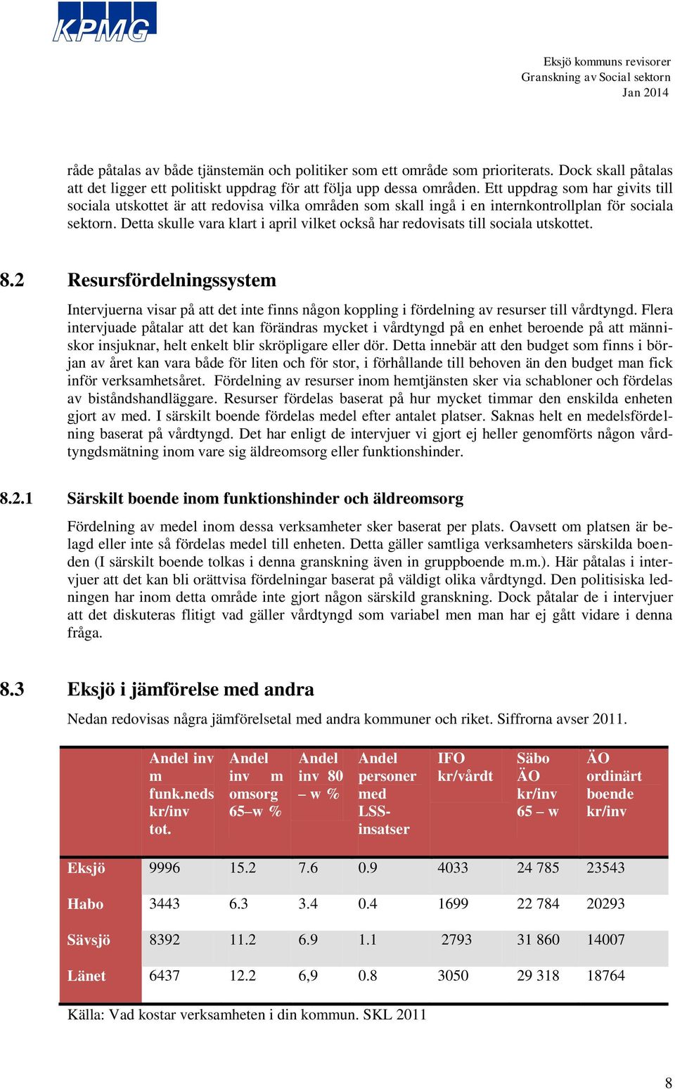 Detta skulle vara klart i april vilket också har redovisats till sociala utskottet. 8.